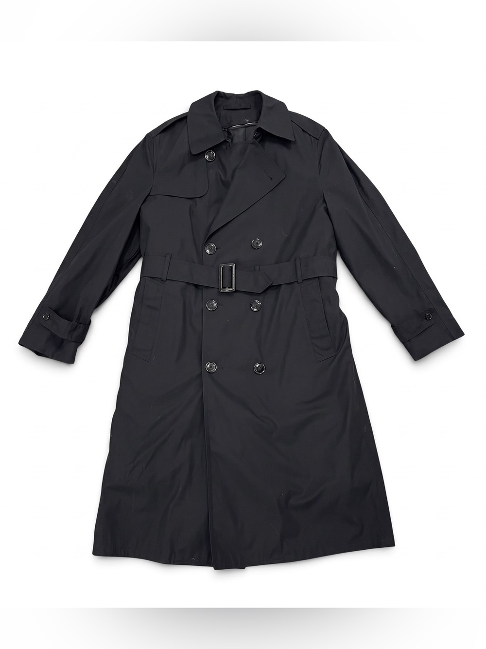 Vintage DSCP Garrison Collection Trench Coat Men’s 38R Black Belted Military
